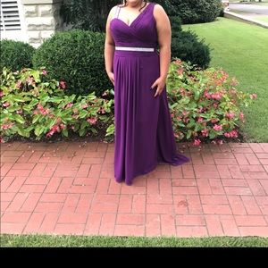 Deep Purple gown size 16 with rhinestone strap and belt that was added